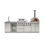 112-Inch 4-Burner 108K BTU Outdoor Kitchen Island With Pizza Oven, Rotisserie & Refrigerator (SAK94565)