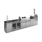 150-Inch 4-Burner 108K BTU Outdoor Kitchen Island With Pizza Oven, Rotisserie & Refrigerator (SAK36412)
