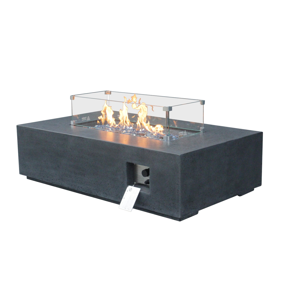 52-inch Rectangular Concrete Propane Fire Pit Table — Dark Gray