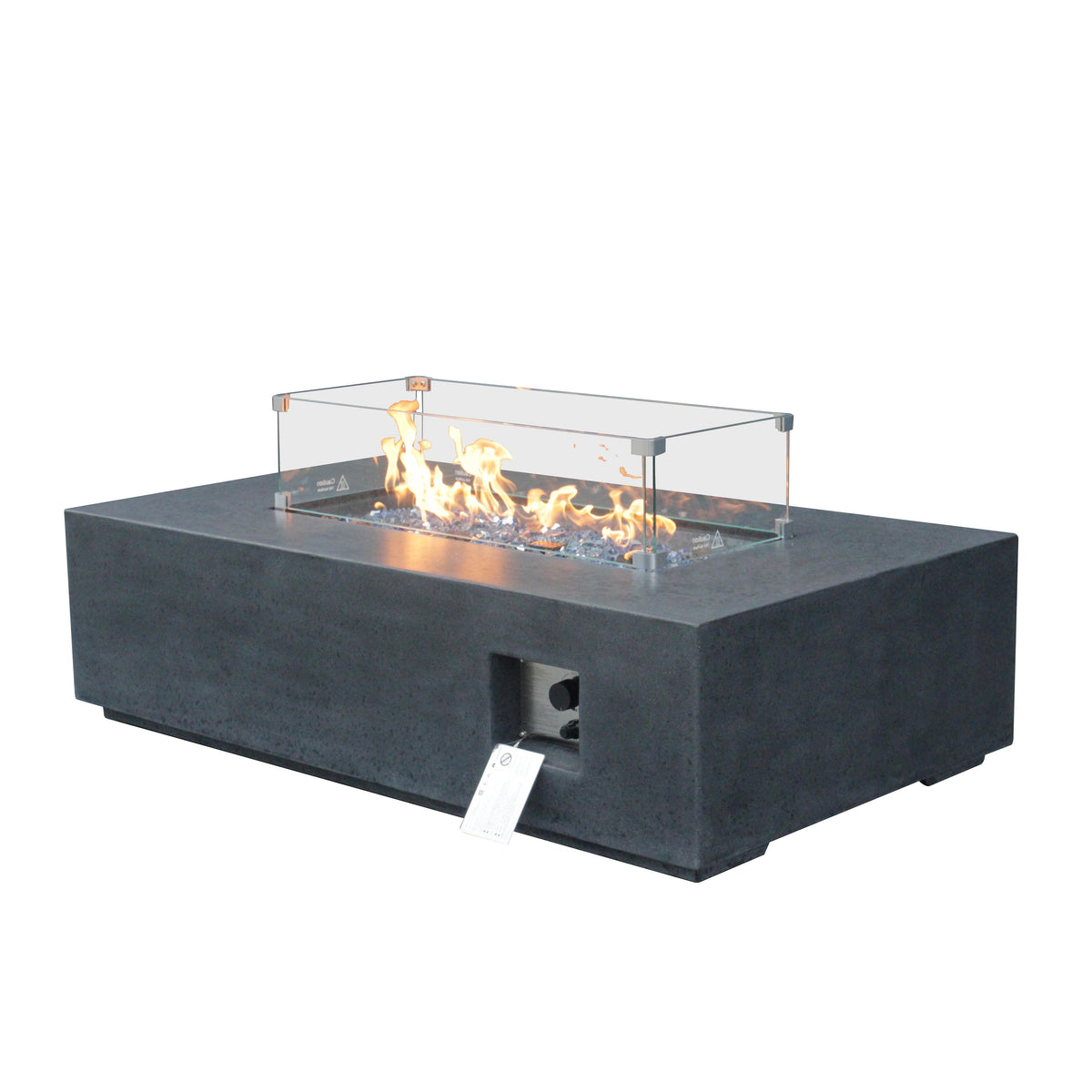 52-inch Rectangular Concrete Propane Fire Pit Table — Dark Gray