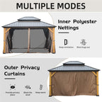 12'x14' Hardtop Gazebo with Galvanized Steel Roof - Brown Cedar
