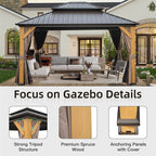 12'x14' Hardtop Gazebo with Galvanized Steel Roof - Brown Cedar