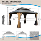 12'x14' Hardtop Gazebo with Galvanized Steel Roof - Brown Cedar
