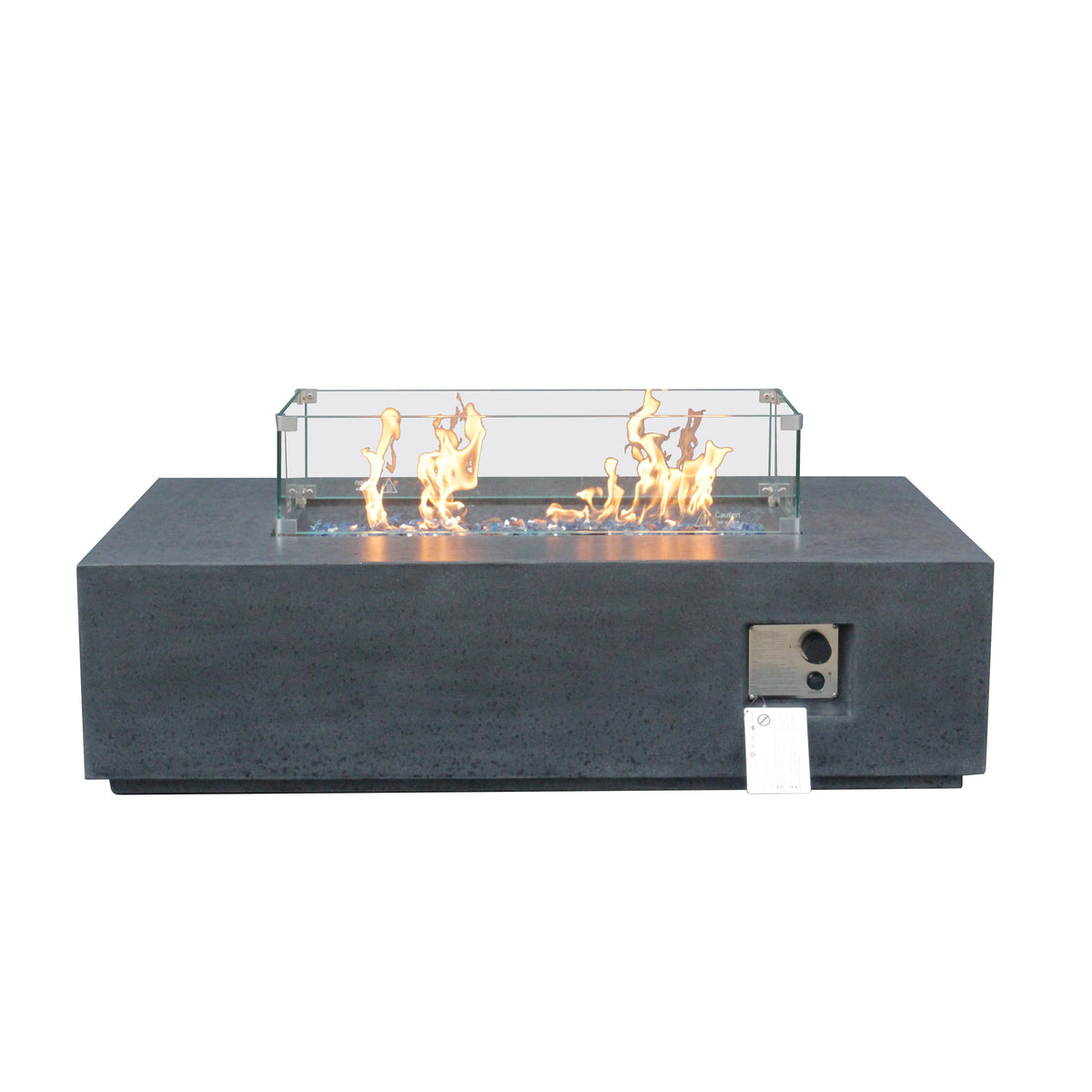 52-inch Rectangular Concrete Propane Fire Pit Table — Dark Gray