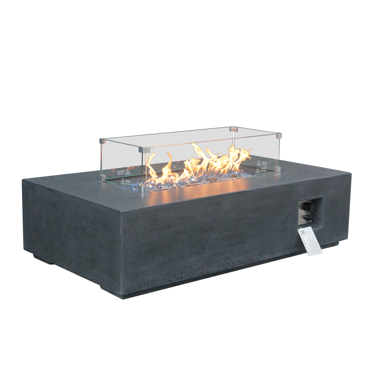 52-inch Rectangular Concrete Propane Fire Pit Table — Dark Gray