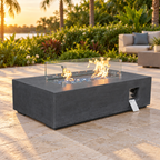 52-inch Rectangular Concrete Propane Fire Pit Table — Dark Gray
