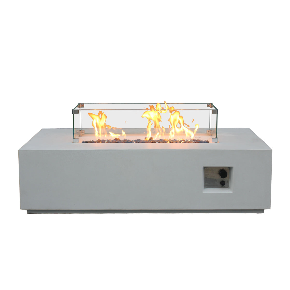52-inch Rectangular Concrete Propane Fire Pit Table — Antique White