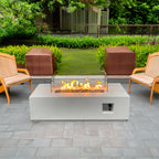 52-inch Rectangular Concrete Propane Fire Pit Table — Antique White
