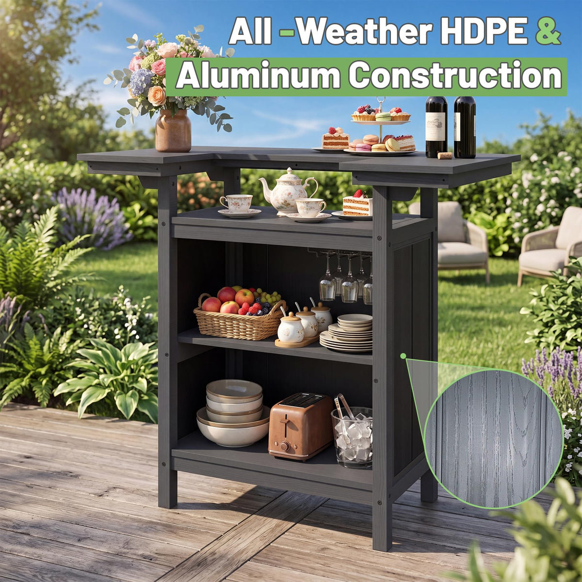 Outdoor Serving Bar — HDPE & Aluminum