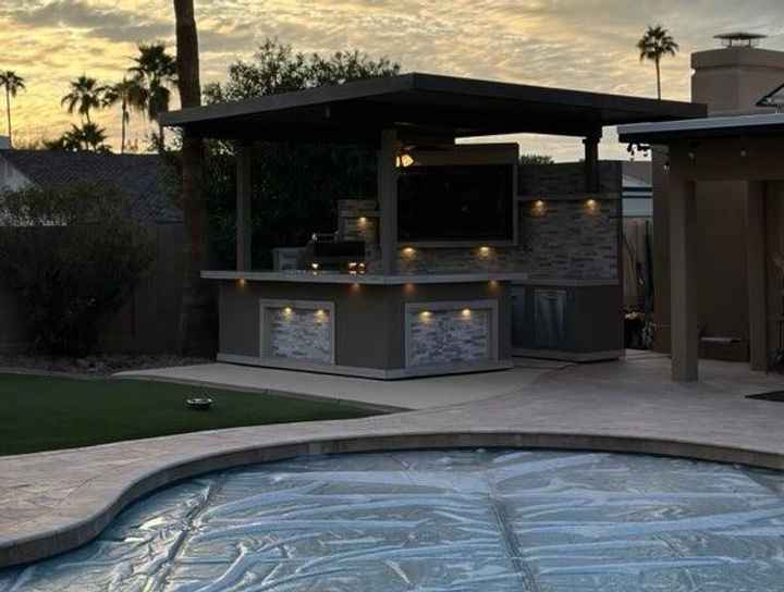 KoKoMo Bermuda Outdoor Kitchen & Bar with TV and Fire Feature