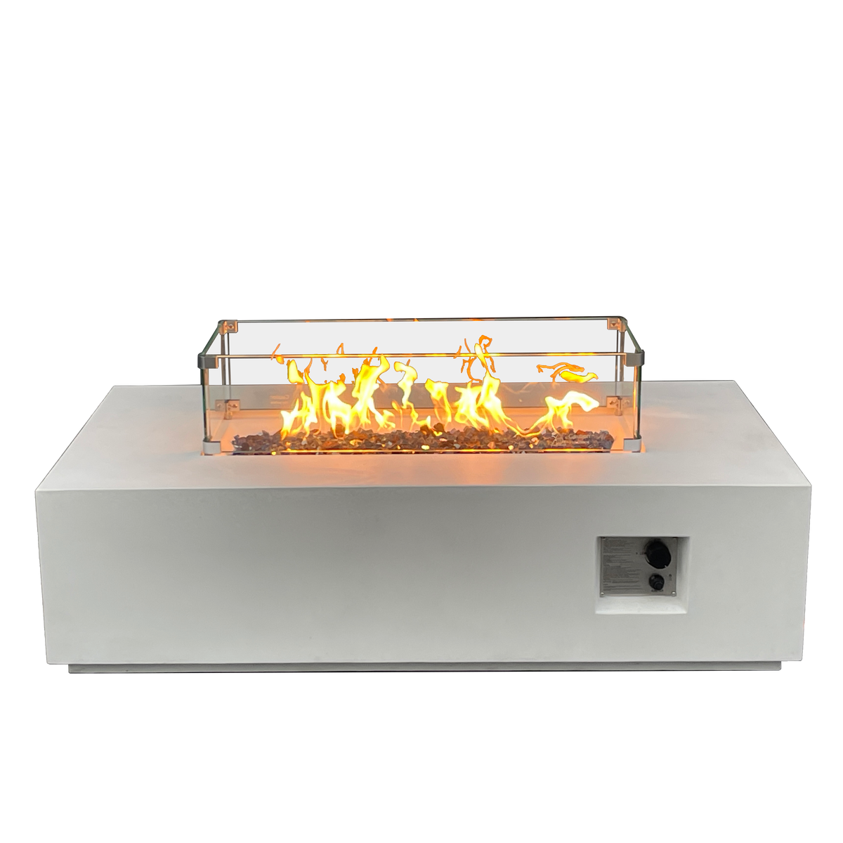 52-inch Rectangular Concrete Propane Fire Pit Table — Antique White