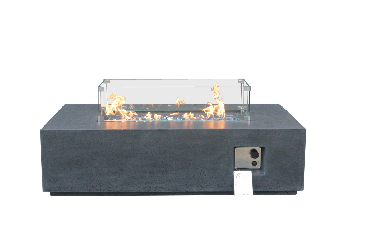 52-inch Rectangular Concrete Propane Fire Pit Table — Dark Gray