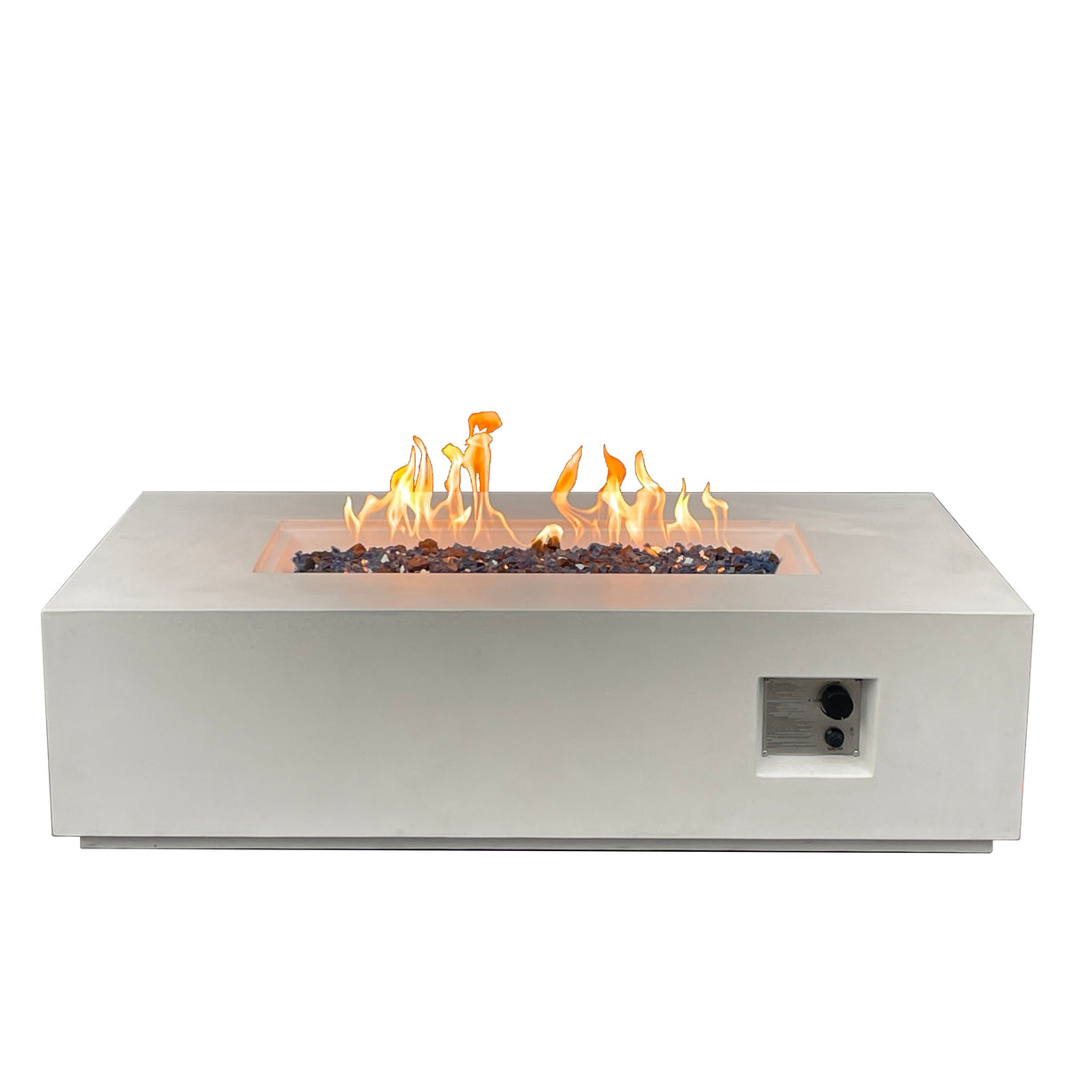 52-inch Rectangular Concrete Propane Fire Pit Table — Antique White