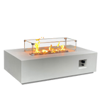 52-inch Rectangular Concrete Propane Fire Pit Table — Antique White