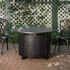 Verona 44" Round Woven Aluminum Convertible Gas Fire Pit Table