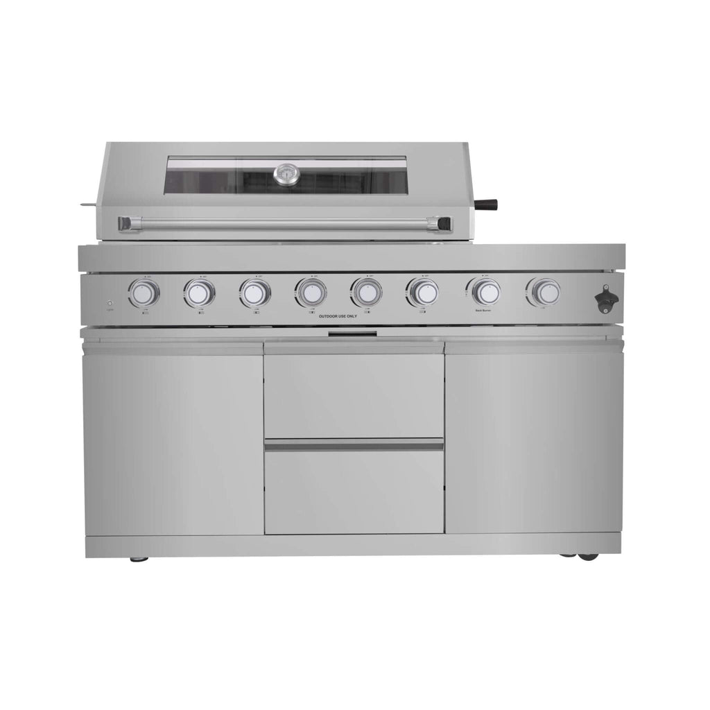 Capri 96-Inch Outdoor Kitchen with 6-Burner Propane Grill & Refrigerator