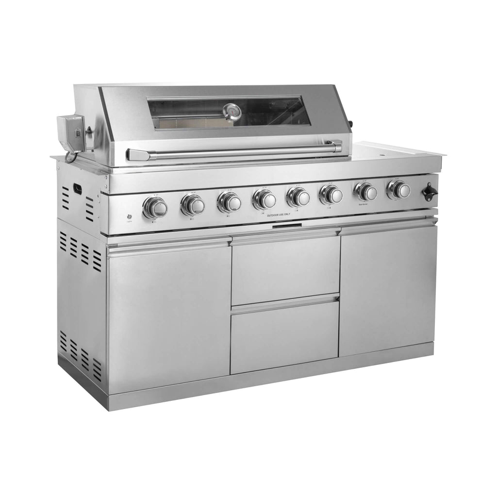 Capri 96-Inch Outdoor Kitchen with 6-Burner Propane Grill & Refrigerator