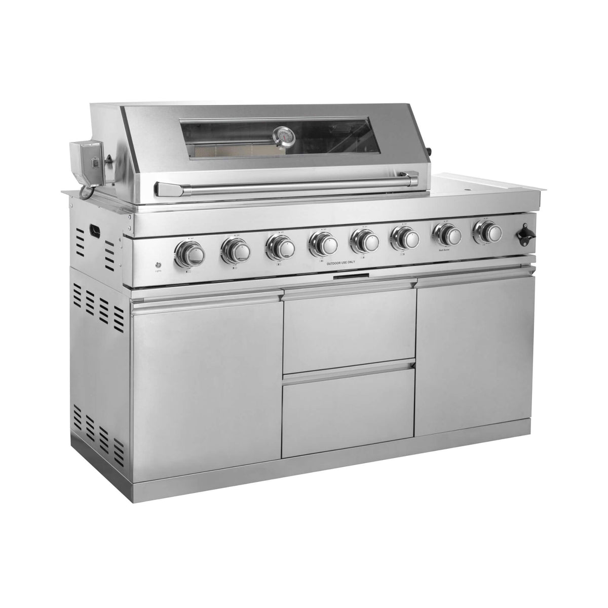 Capri 96-Inch Outdoor Kitchen with 6-Burner Propane Grill & Refrigerator