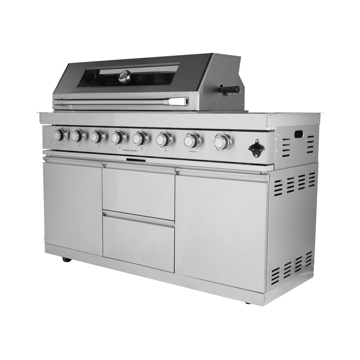 Capri 96-Inch Outdoor Kitchen with 6-Burner Propane Grill & Refrigerator