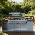 Capri 96-Inch Outdoor Kitchen with 6-Burner Propane Grill & Refrigerator