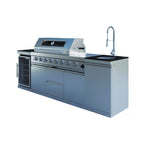 Capri 96-Inch Outdoor Kitchen with 6-Burner Propane Grill & Refrigerator
