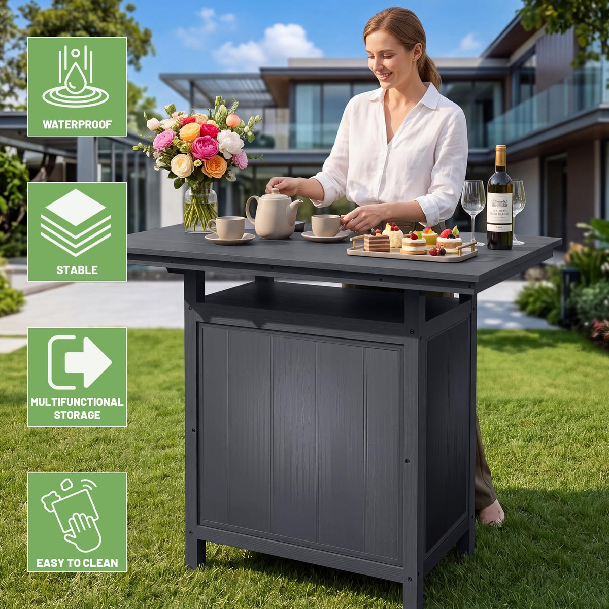 Outdoor Serving Bar — HDPE & Aluminum